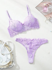 Violet Whisper – Eyelash Lace Bra Set