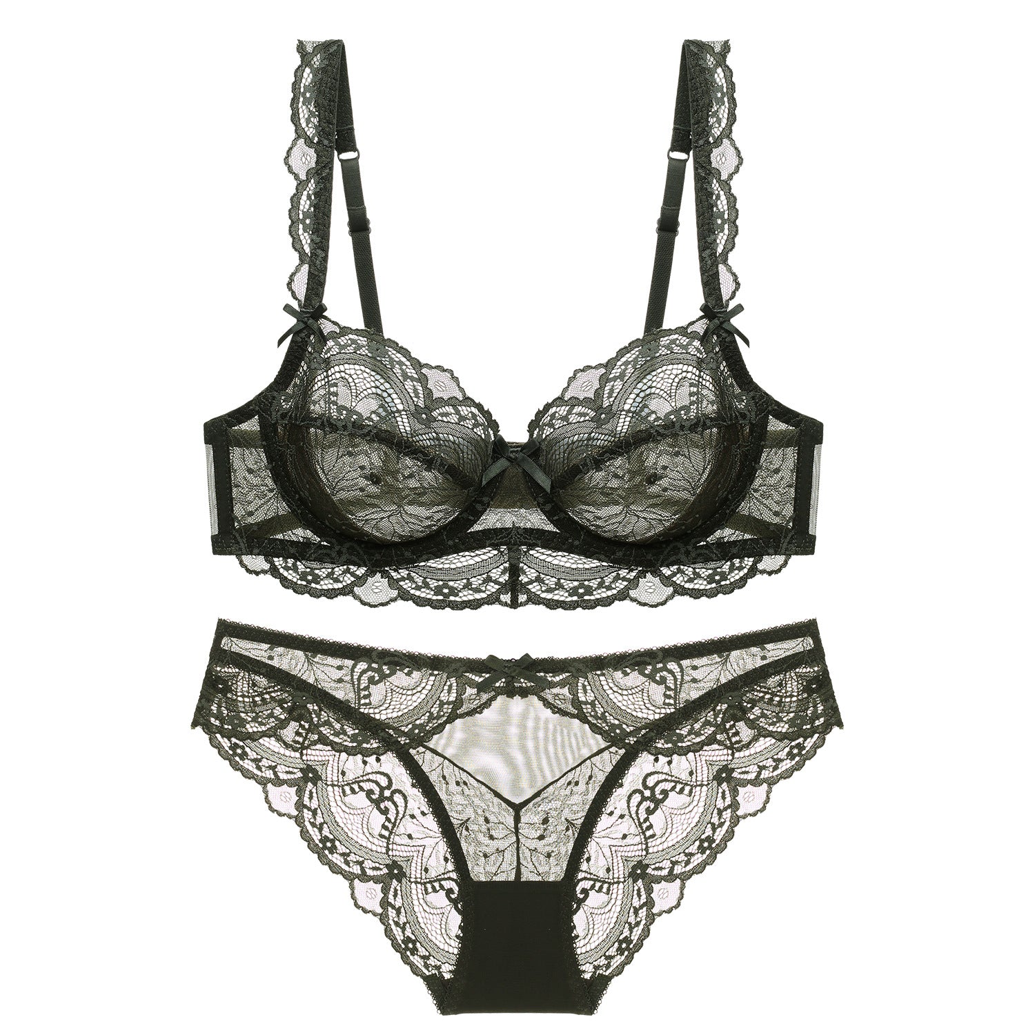 AirLight Lace – Ultra-Thin Transparent Bra Set (Black Version) [9241]