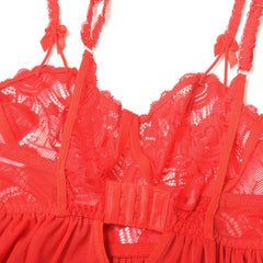 Crimson Charm – Red Mesh Suspender Set [DF413]