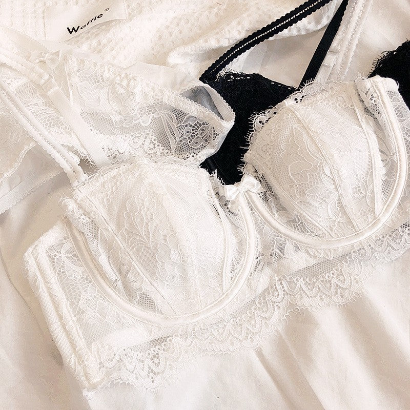 Élégance Nue – Strapless Half Cup French Lace Set [8313]
