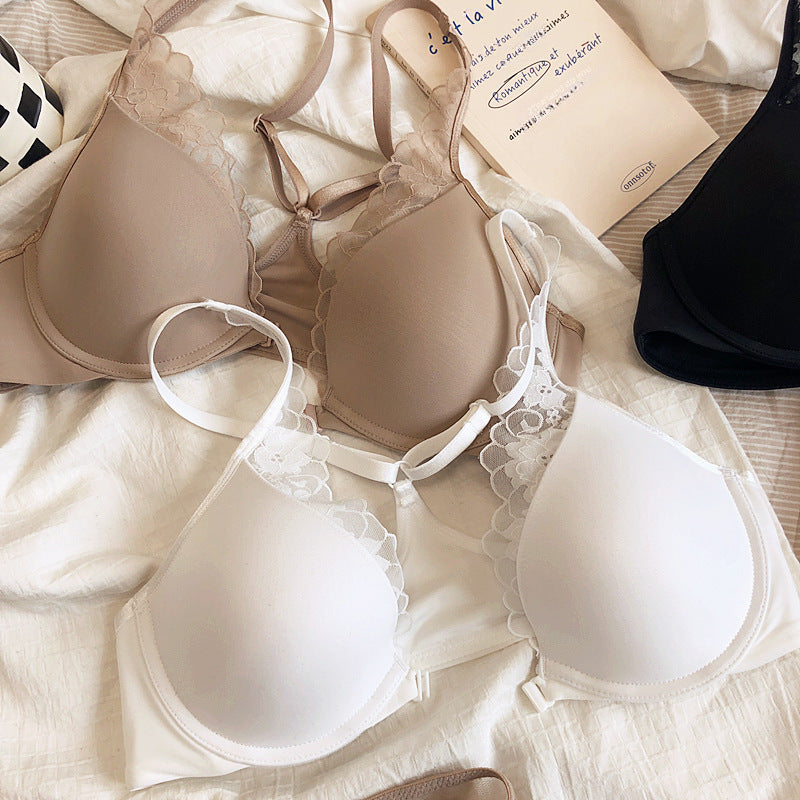 Lune Blanche – Glossy Front-Button Bra Set [1105]