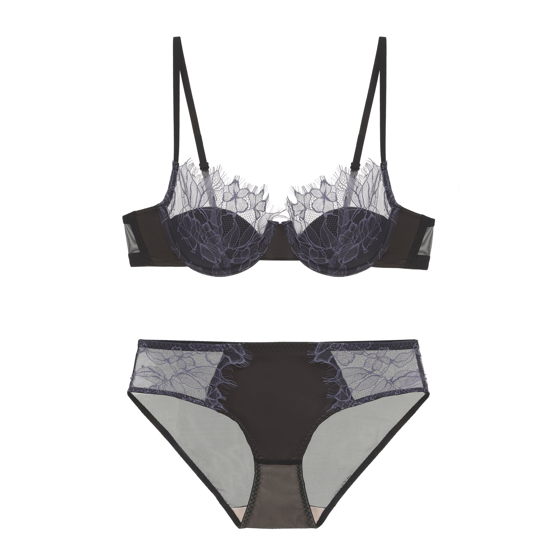 Belle Détail – Eyelash Lace Cut-Out Bra Set [B825]
