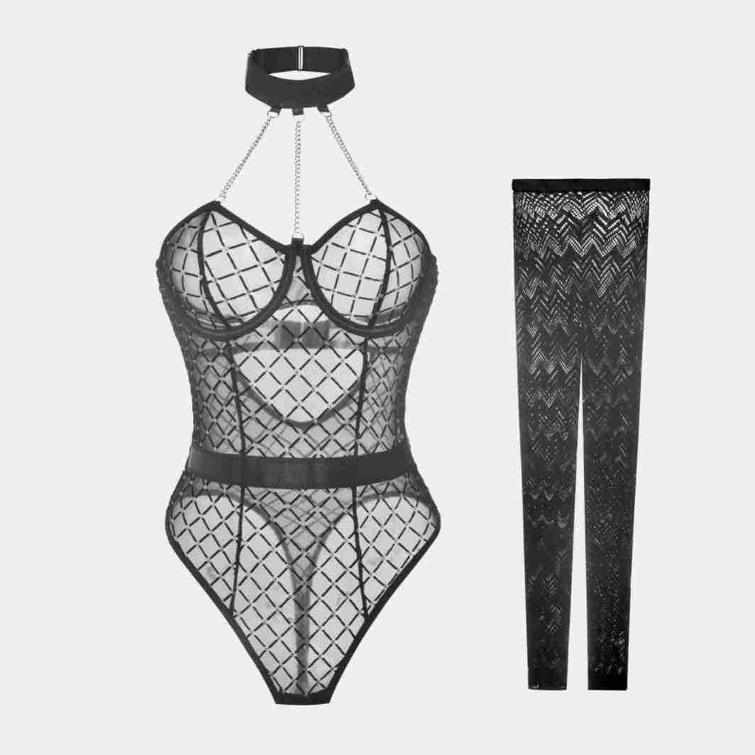 Starlight Net – Metallic Mesh Bodysuit [F9130]