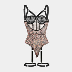 Fierce Desire – Leopard Mesh One-Piece Bodysuit [DF9944]