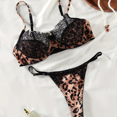 Wild Allure – Ultra-Thin Leopard Lace Bra Set [L021]