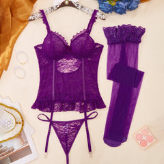 Violet Whisper – Garter Bra & Stocking Set [F840]