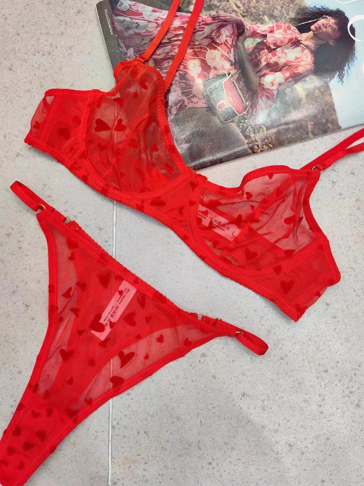 Velvet Heart – Sheer Lace Bra Set with Underwire [9630]