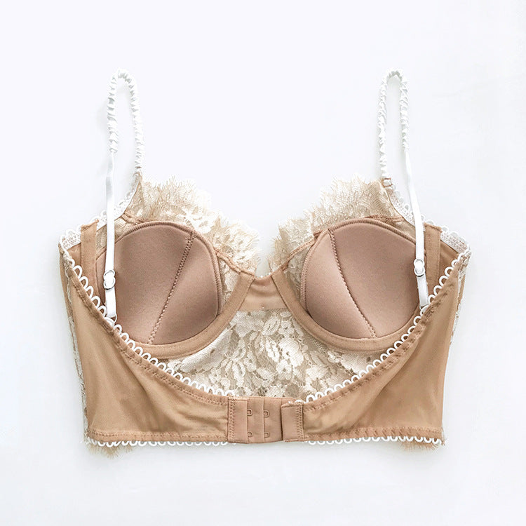 New Arrivals European and American Bandeau Suspenders Backless Small Vest Eyelash Lingerie Slim Sex Sexy Bra Pants