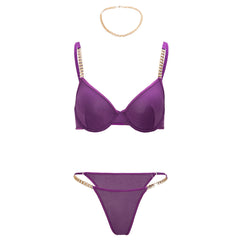 Silver Rush – Mesh & Chain Bra Set [XH021]
