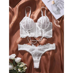 White Bloom – Embroidered Corset Set [F8818]