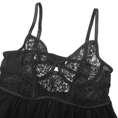 Crimson Temptation – Ultra-Thin Lace Suspender Nightdress [DF175]