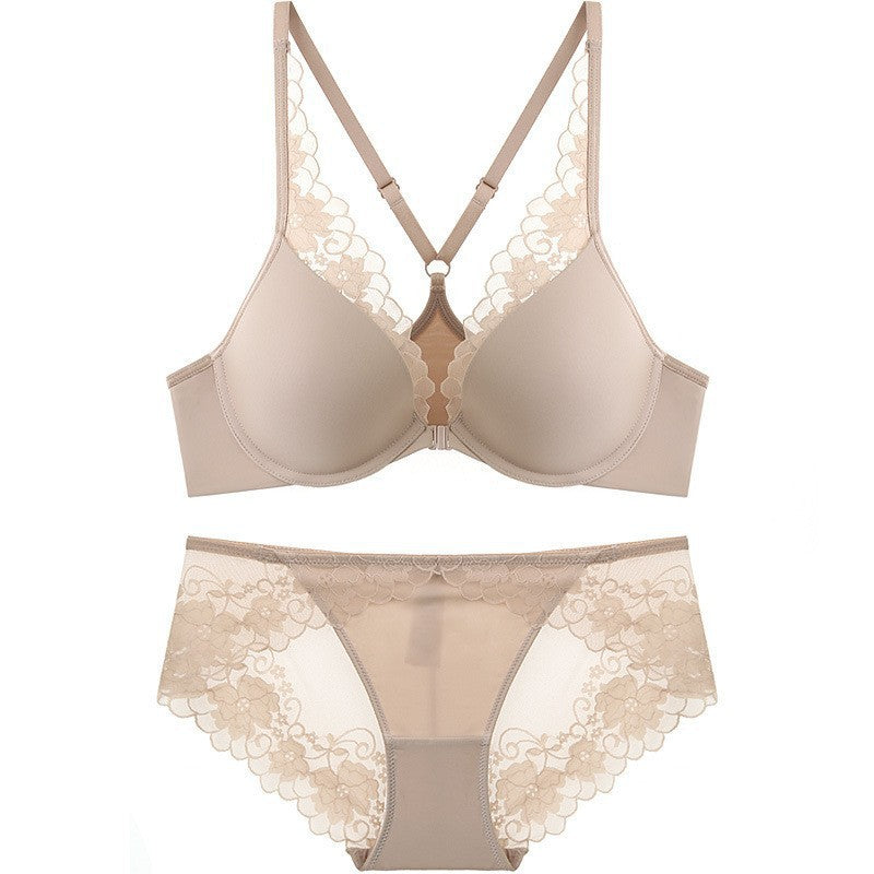 Lune Blanche – Glossy Front-Button Bra Set [1105]