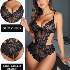Midnight Curve – Lace Mesh Bodysuit [10035]