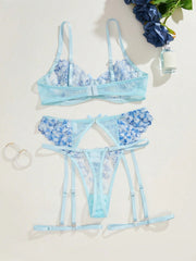 Ethereal Mesh – Embroidered Lace Bra & Garter Set [F9036]