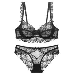 AirLight Lace – Ultra-Thin Transparent Bra Set (Black Version) [9241]