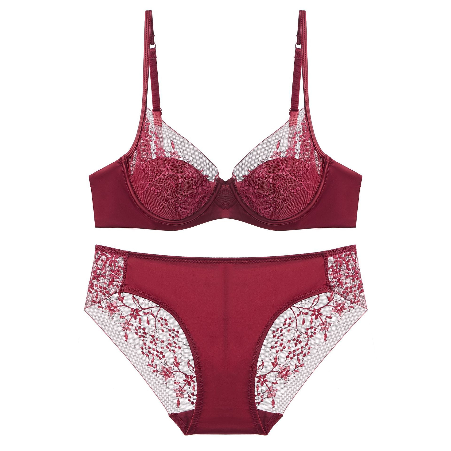Rouge Bloom – Red Lace Bra Set for New Year Romance [8830]