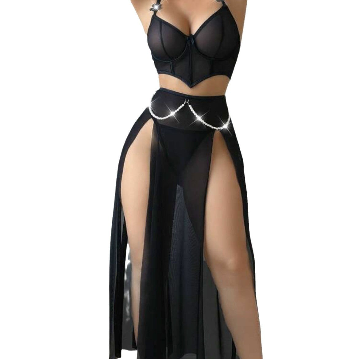 Bare Moon – Mesh Slit Pajama Set [416]