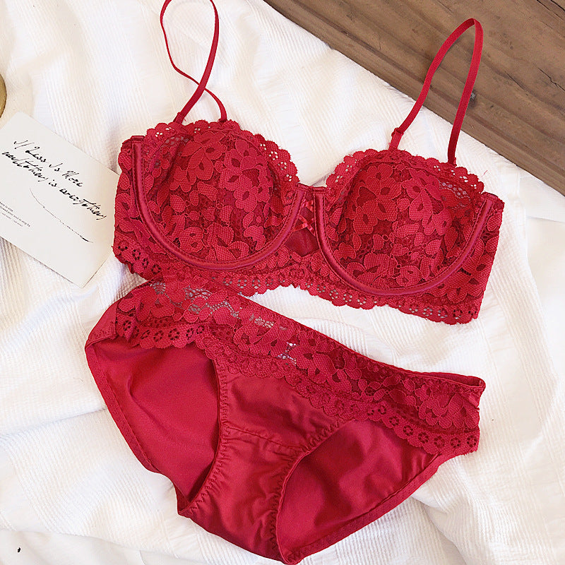 Amour Lace – French Half-Cup Embroidered Bra Set [8303]