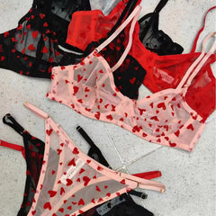 Velvet Heart – Sheer Lace Bra Set with Underwire [9630]