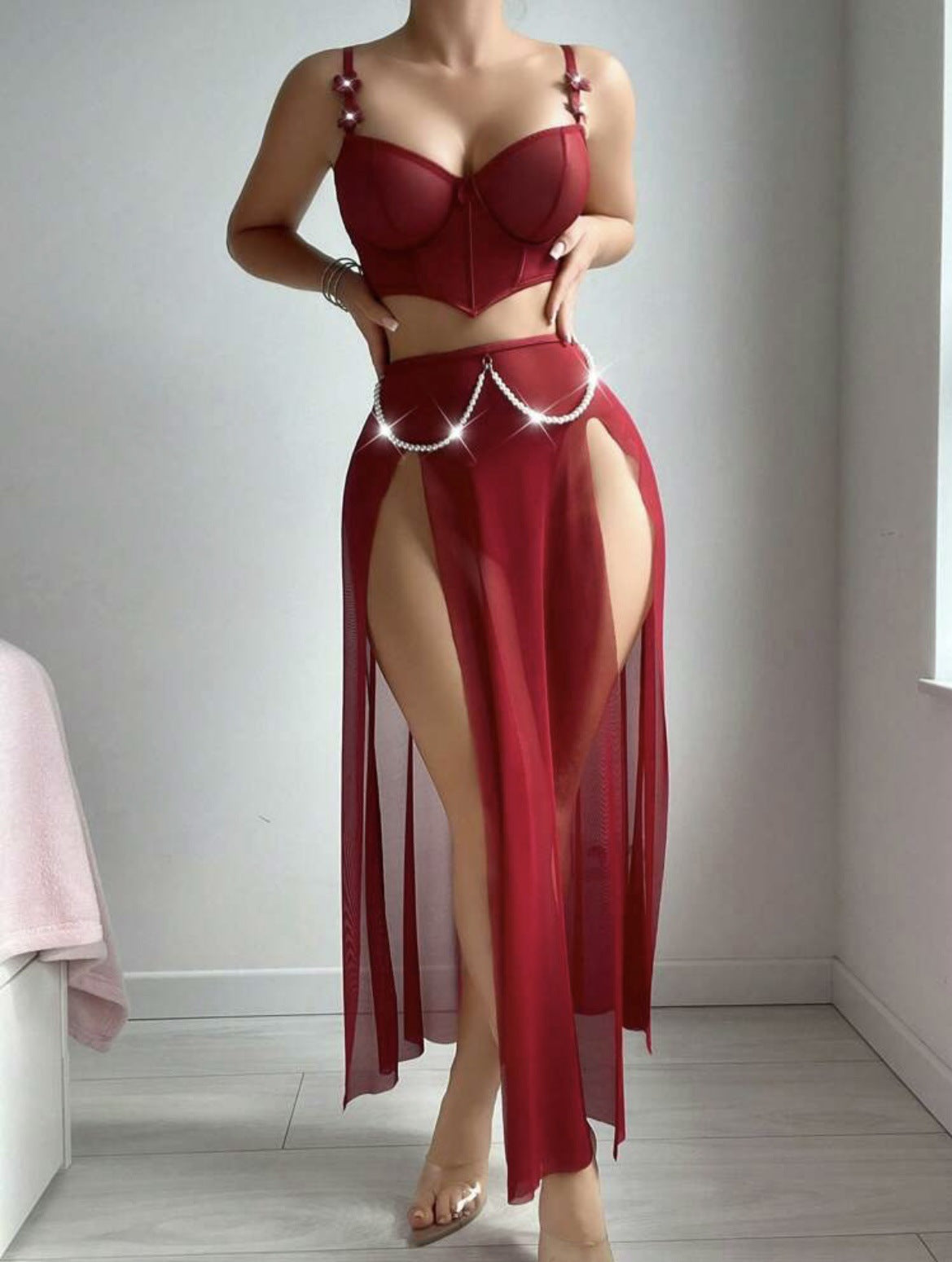 Bare Moon – Mesh Slit Pajama Set [416]