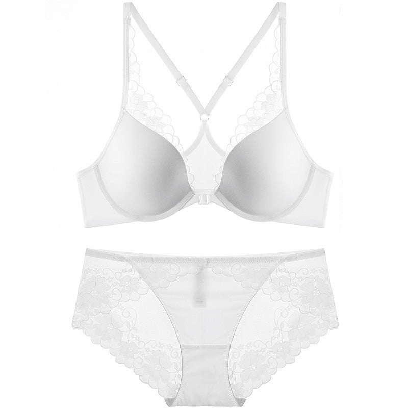 Lune Blanche – Glossy Front-Button Bra Set [1105]