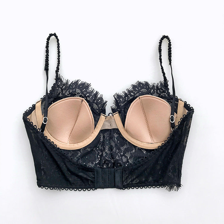 New Arrivals European and American Bandeau Suspenders Backless Small Vest Eyelash Lingerie Slim Sex Sexy Bra Pants