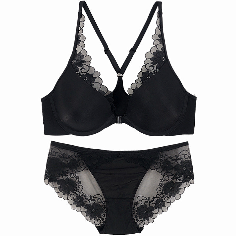 Lune Blanche – Glossy Front-Button Bra Set [1105]