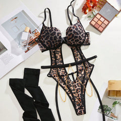 Leopard Charm – Wild Print Bodysuit with Accessories Set [A6553]