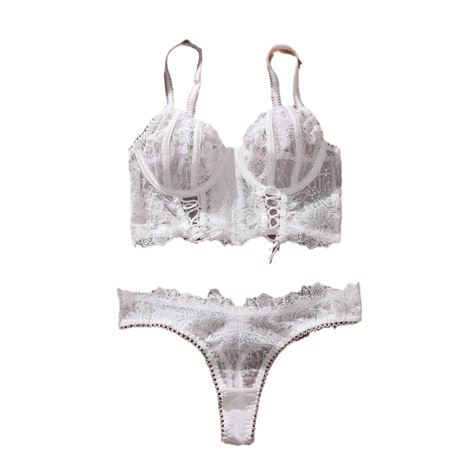 White Bloom – Embroidered Corset Set [F8818]