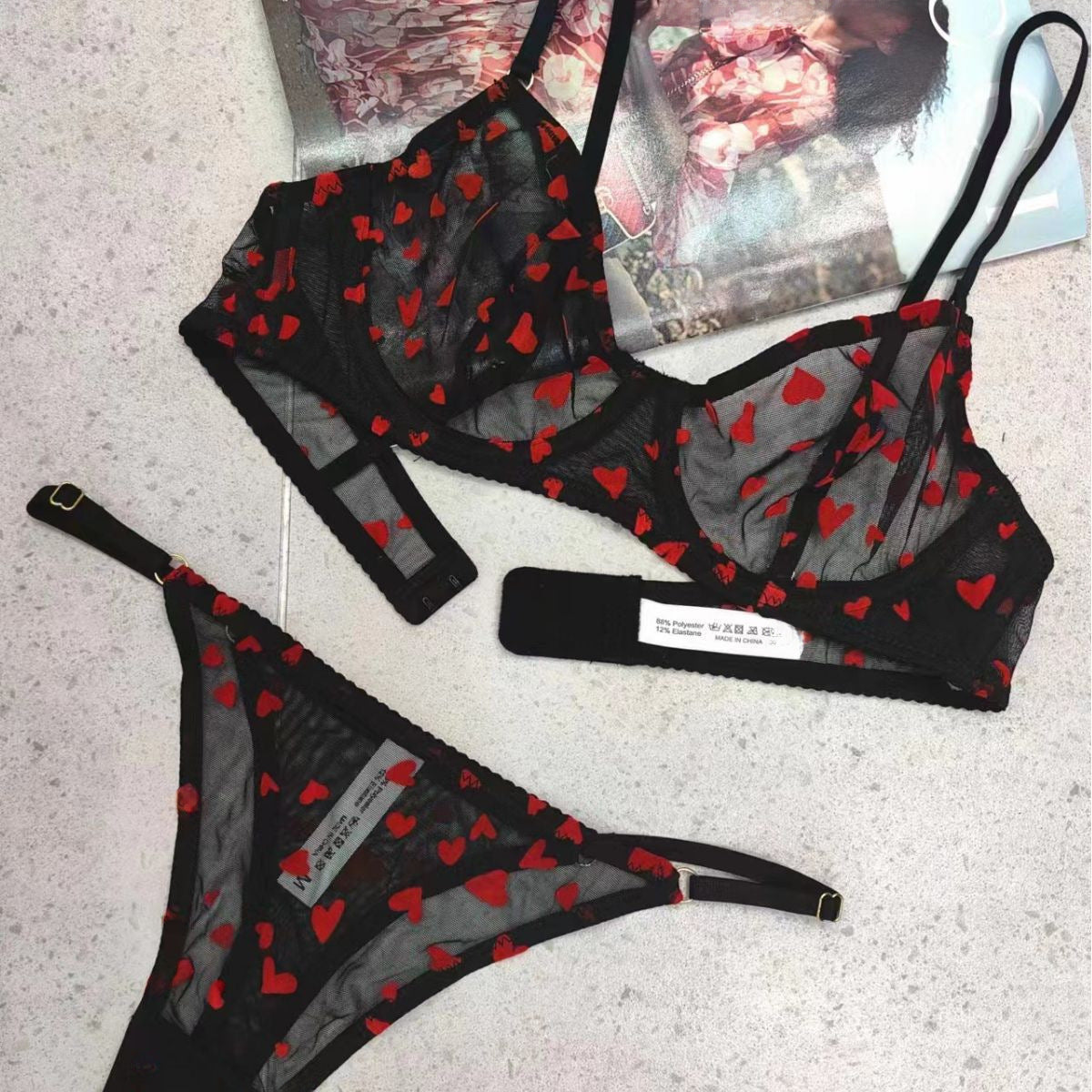 Velvet Heart – Sheer Lace Bra Set with Underwire [9630]