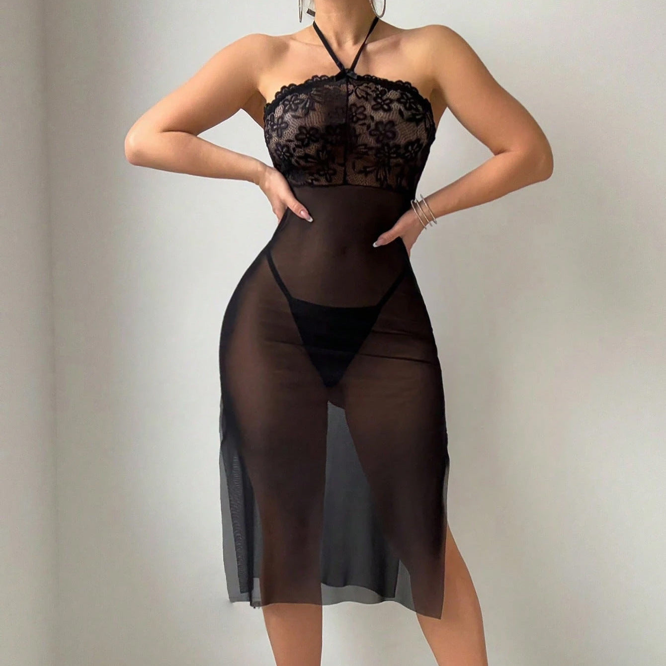 Twilight Haze – Sheer Halter Dress [414]