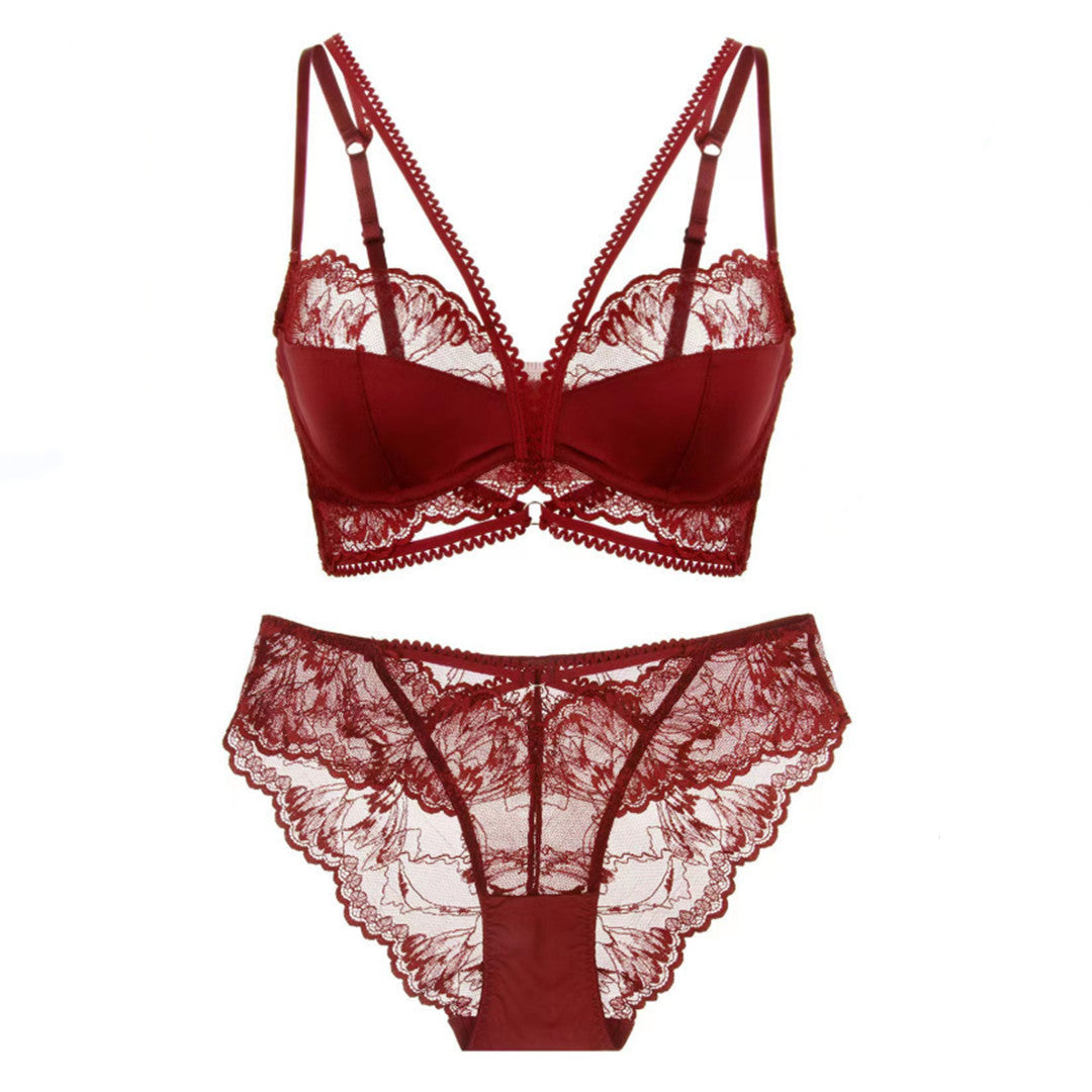Crimson Éclat – Ultra-Thin Lace Lift Bra Set [22119]