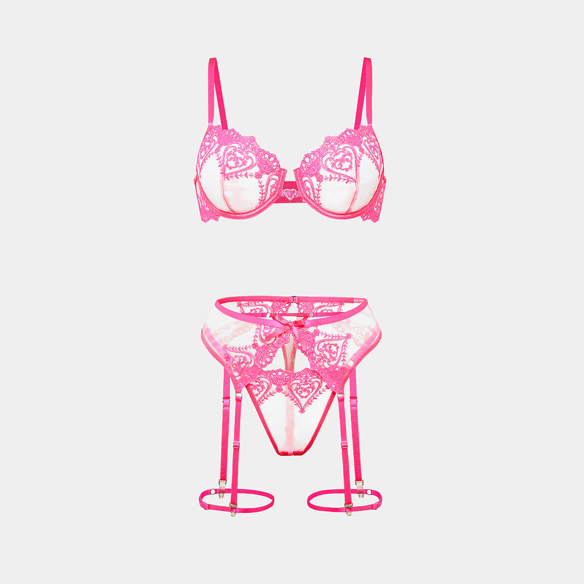 Lace Symphony – Four-Piece Bra & Garter Set [DF4436]