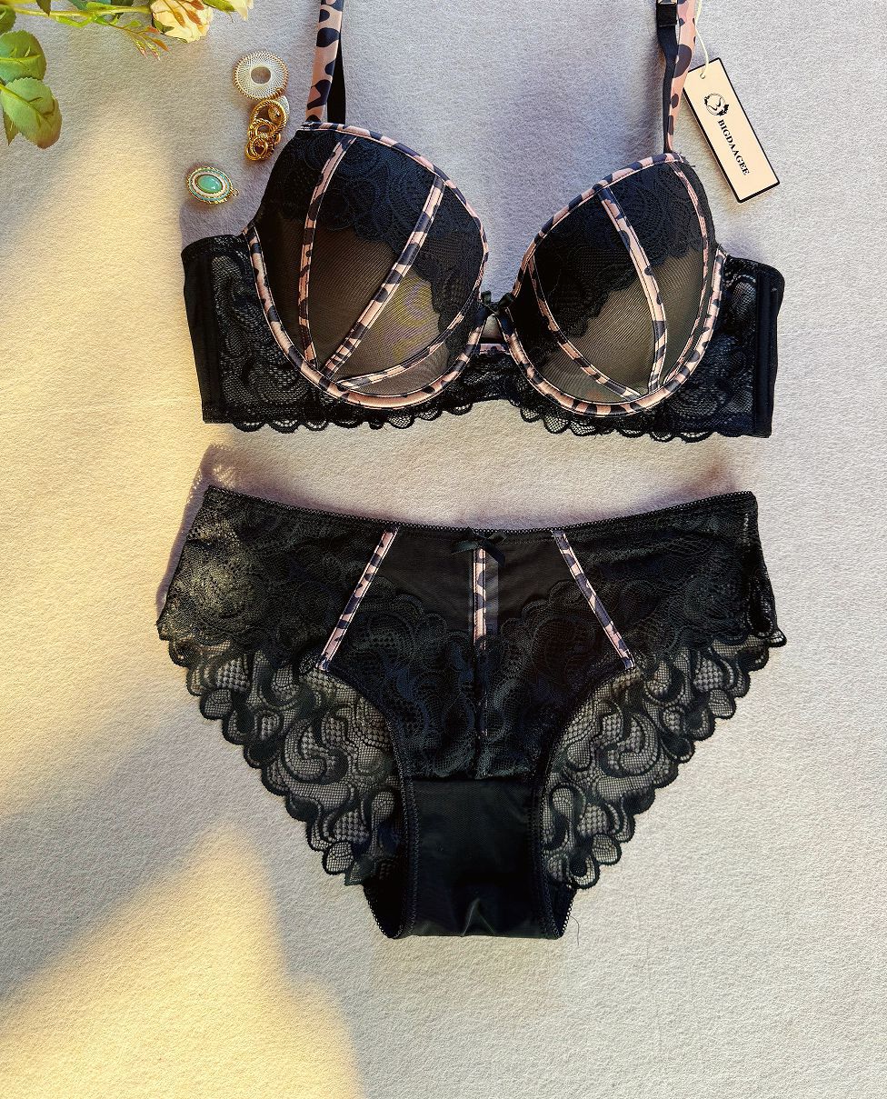Wild Grace – Plus Size Leopard Lace Bra Set [B6001]