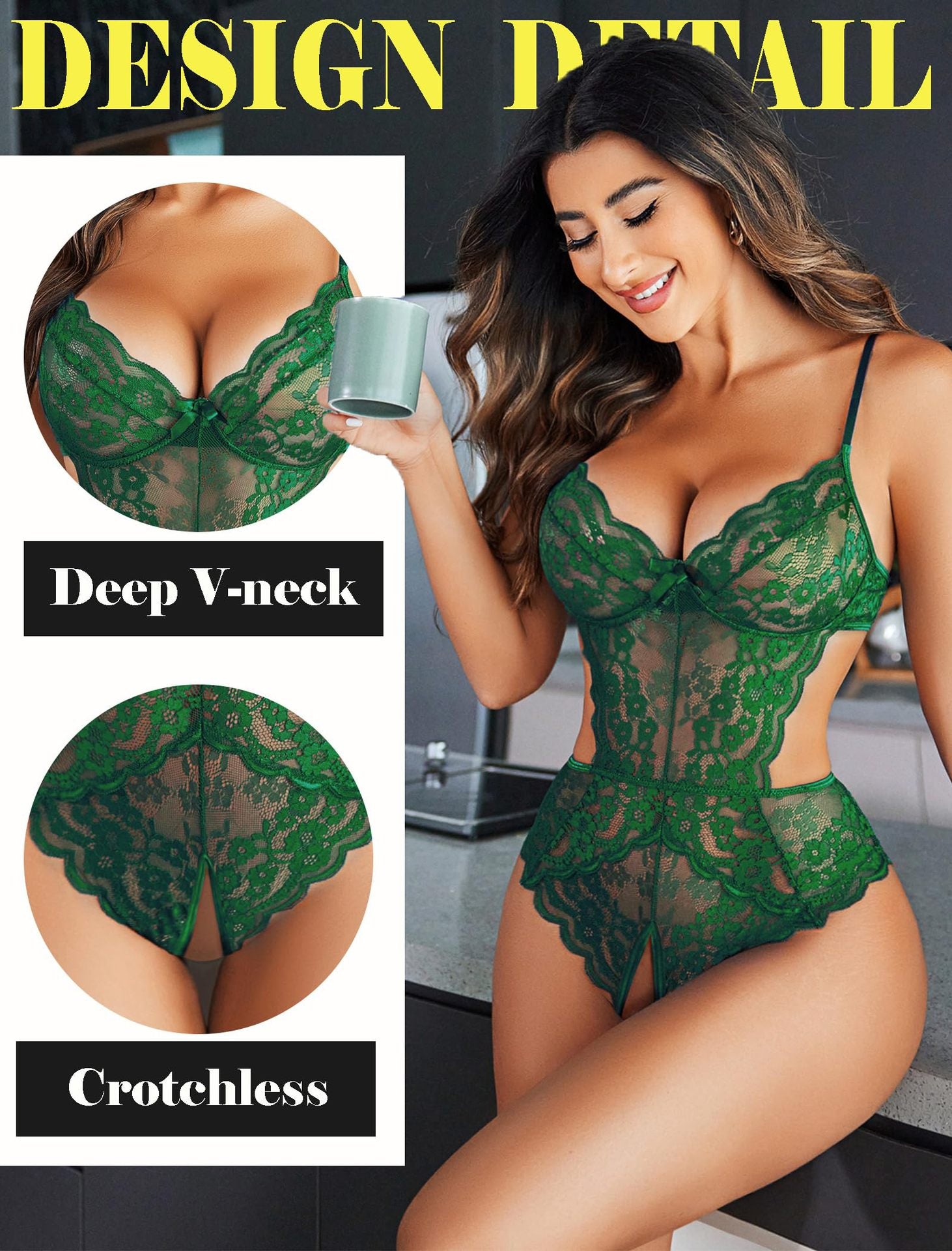 Midnight Curve – Lace Mesh Bodysuit [10035]