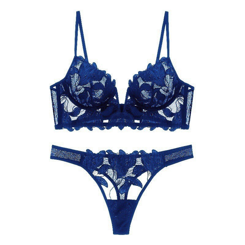 Lune V – Deep V Embroidery Lace Bra Set [3613]