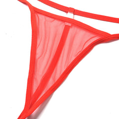 Crimson Charm – Red Mesh Suspender Set [DF413]