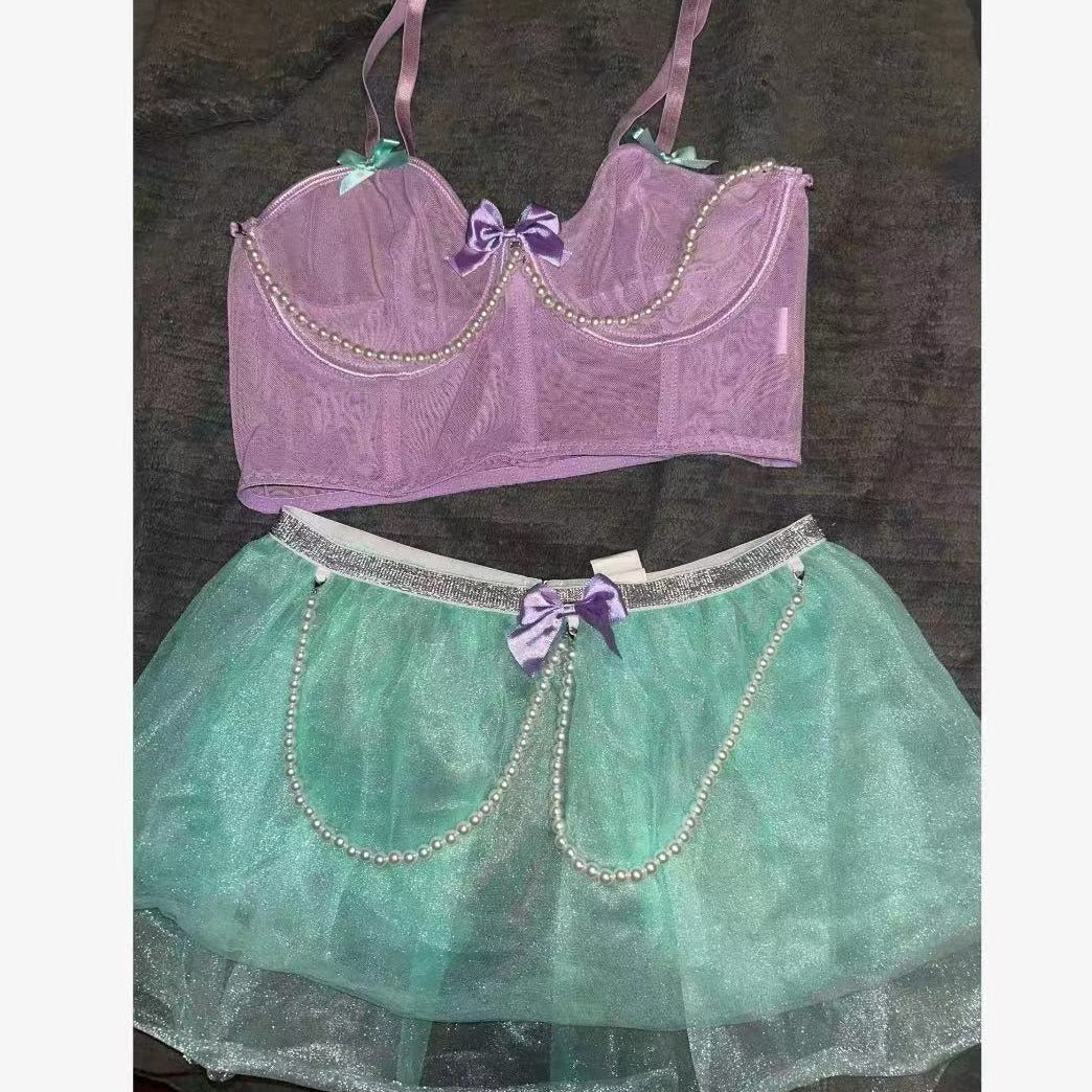 Pearl Whisper – Gauze Skirt & Lingerie Set [f420]