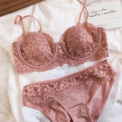 Amour Lace – French Half-Cup Embroidered Bra Set [8303]