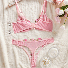 Sweet Allure – Sheer Mesh 3-Piece Flirty Thong Set [XH033]