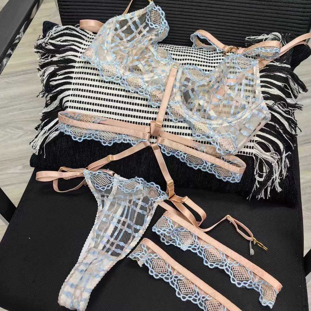 French Affair – 5-Piece Ultra-Thin Mesh Lingerie Set [LV295]