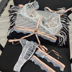 French Affair – 5-Piece Ultra-Thin Mesh Lingerie Set [LV295]
