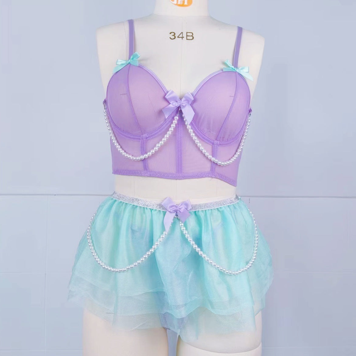 Pearl Whisper – Gauze Skirt & Lingerie Set [f420]